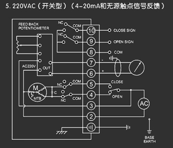 220VAC開關(guān)型<a href='http://vha7.cn/Product/diefa/diandongdiefa/' target='_blank'>電動<a href='http://vha7.cn/Product/diefa/' target='_blank'>蝶閥</a></a>接線圖